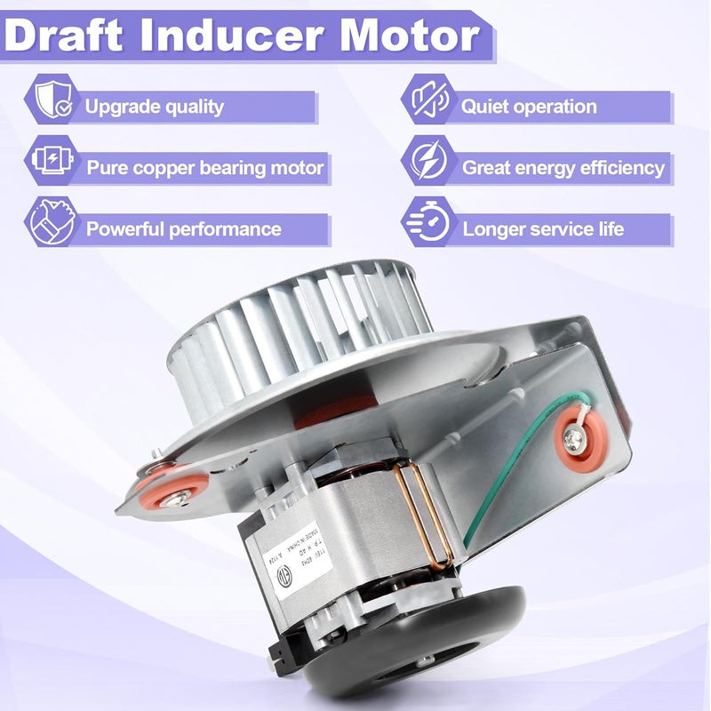 Aibabcue Furnace Draft Inducer Motor Assembly for Carrier, Bryant, Payne, Jakel Furnace 318984-753 HC21ZE117 HC21ZE114A LA11AA005 Inducer Motor Blower Wheel with Mounting Bracket Kit Replacement Parts - Image 4